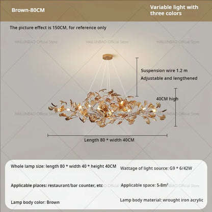 DecorBites™ Gingko Leaf Chandelier: Modern Luxury Art Decor for Home, Restaurant & Bar