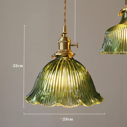 DecorBites™ Green Glass LED Hanging Light Fixture Copper Socket Modern Pendant Lamp