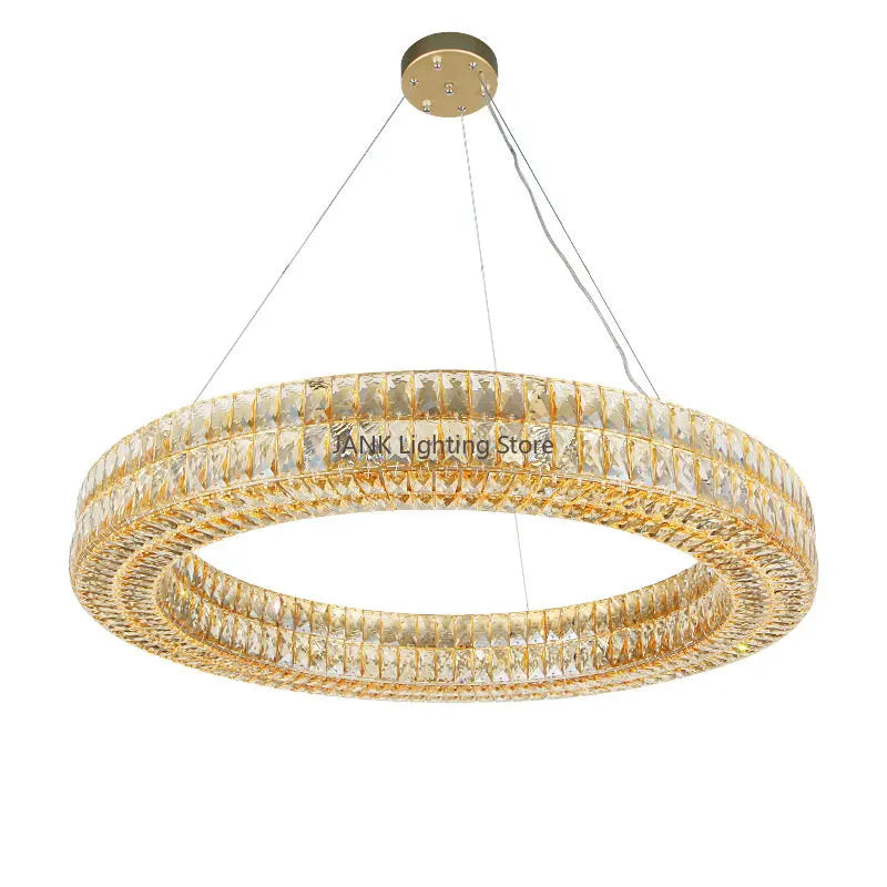 Crystal Ring Pendant Light Gold 2-Ring D100cm