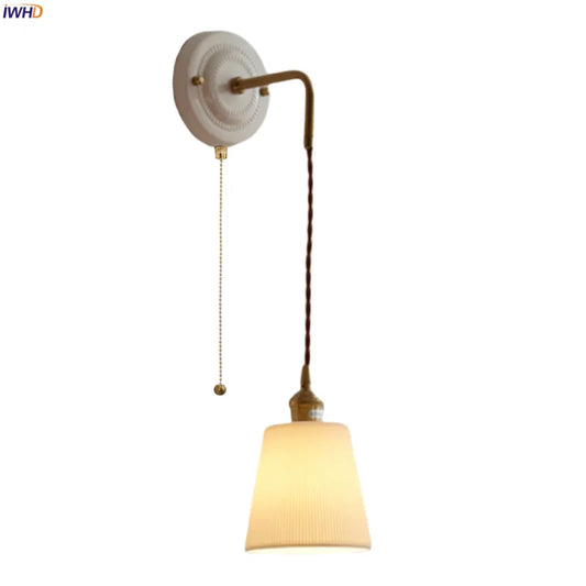 DecorBites™ Adjustable LED Wall Sconce Lamp Stripe Ceramic Copper Mirror Bedside