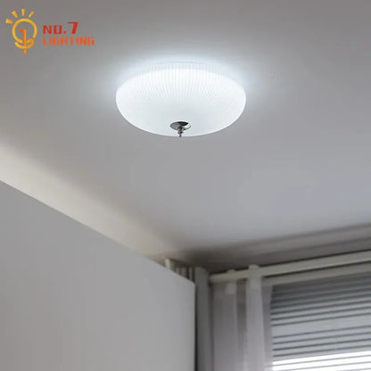 DecorBites™ Cream Glass Round Ceiling Lights | Modern LED Indoor Lighting | Bedroom Study Balcony Lighting