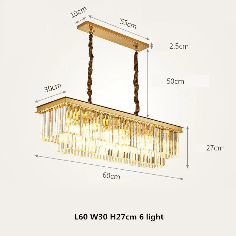 DecorBites™ Gold Black Metal LED Pendant Lights with Crystal Suspension and Chain Hangings