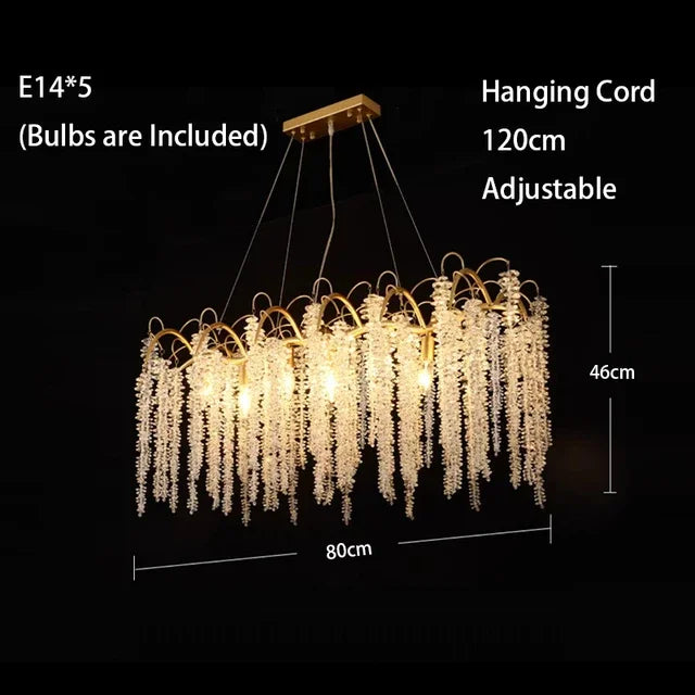 Gold Crystal Chandelier Oval120cm For Dining