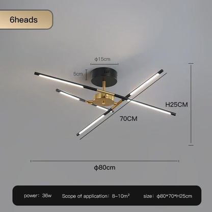 DecorBites™ Gold LED Ceiling Chandelier for Living Room Bedroom Kitchen - Dimmable Pendant Light