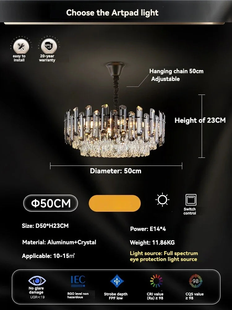 DecorBites™ Gold Crystal Ceiling Chandelier: Luxury Modern LED Pendant for Home Décor