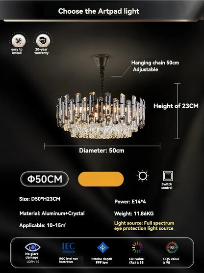 DecorBites™ Gold Crystal Ceiling Chandelier: Luxury Modern LED Pendant for Home Décor
