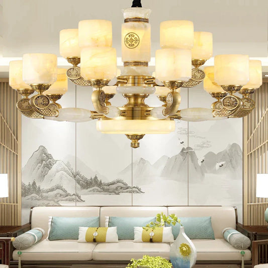 DecorBites™ Jade Copper Chandelier: Luxury European Style for Living Room, Bedroom, Dining Room Lighting
