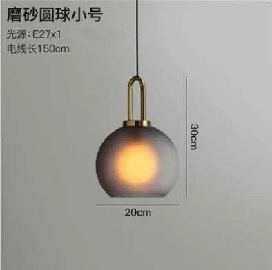 DecorBites™ Glass Ball Pendant Light Fixture for Kitchen Dining Room Bedroom Lighting