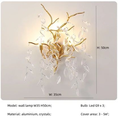 DecorBites™ Crystal LED Pendant Lights Gold Dining Room Branch Chandelier