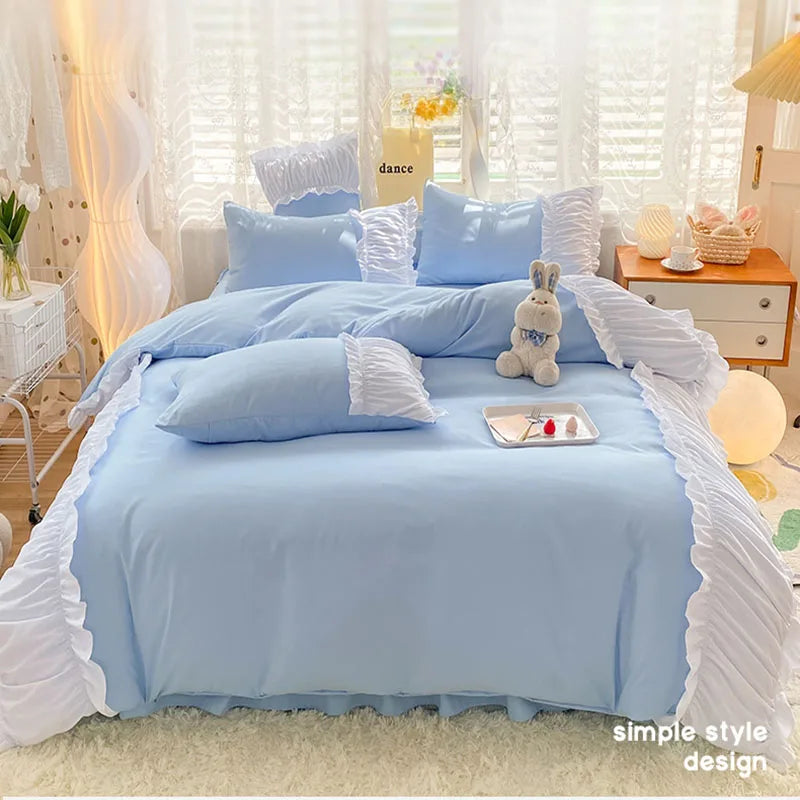 Solid Cotton Lace Bedding