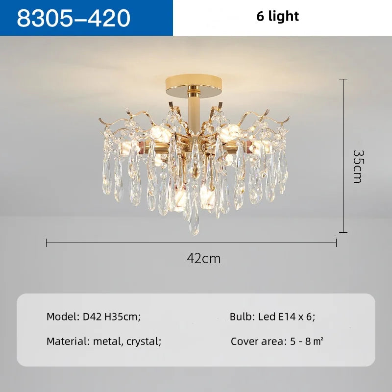 Gold Crystal Chandelier Light K9 14-Light D80cm