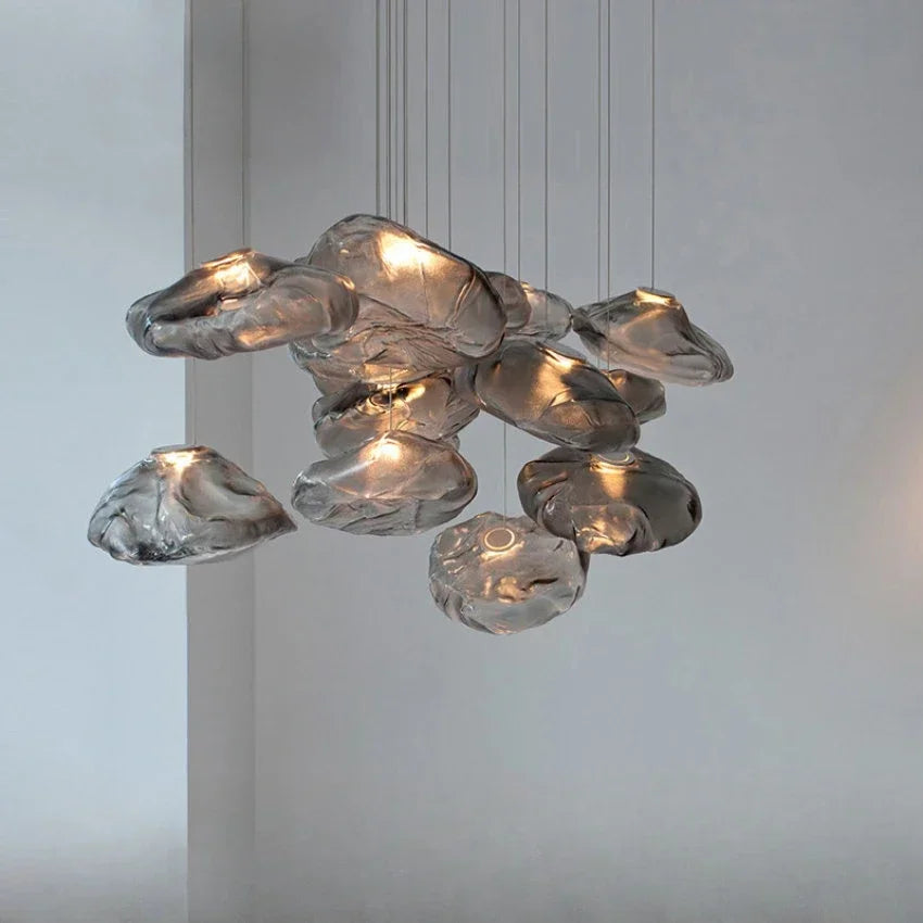 Led Chandelier Pebble Glass Pendant