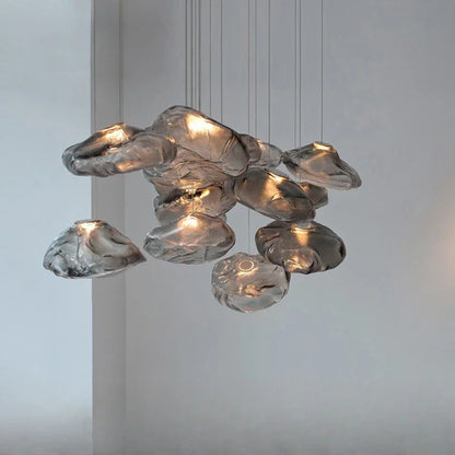 Led Chandelier Pebble Glass Pendant