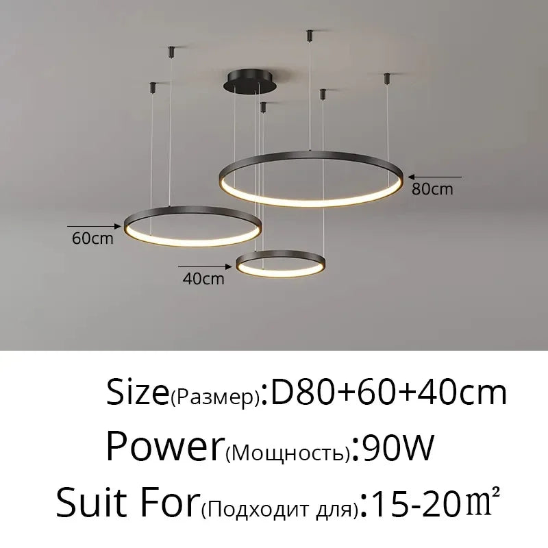 DecorBites™ Acrylic LED Ring Pendant Light Modern Minimalist Art Decor Chandelier