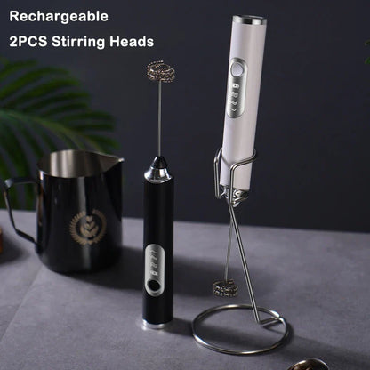 DecorBites™ Electric Milk Frother Mixer 3-Speeds Whisk Blender Foamer Egg Beater
