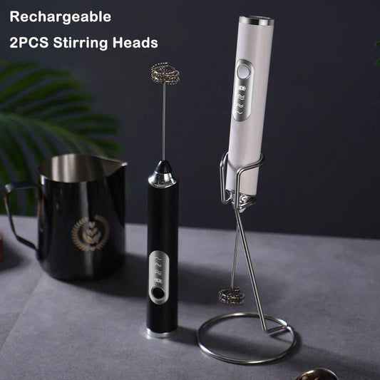 DecorBites™ Electric Milk Frother Mixer 3-Speeds Whisk Blender Foamer Egg Beater