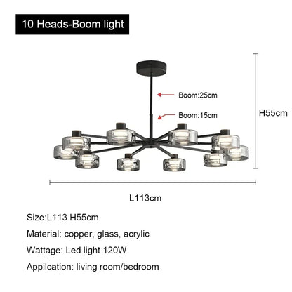 DecorBites™ Glass LED Chandelier: Modern Minimalist Copper Pendant Light for Living Room & Bedroom