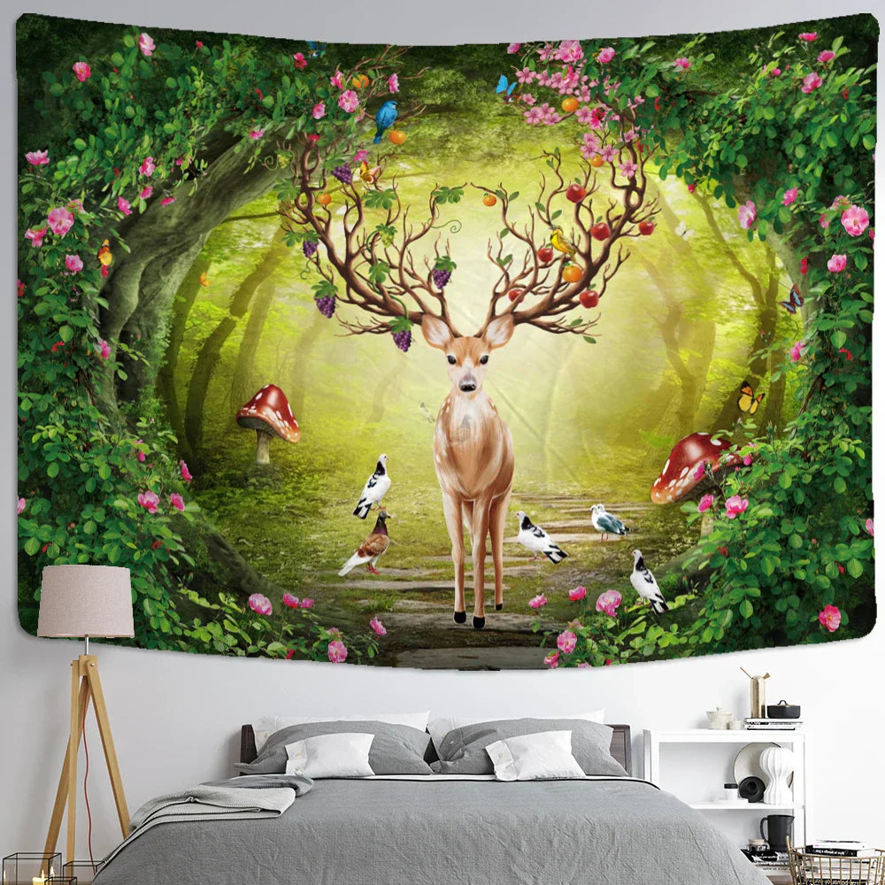DecorBites™ Elk Tapestry Wall Hanging Mystical Starry Sky Home Decor
