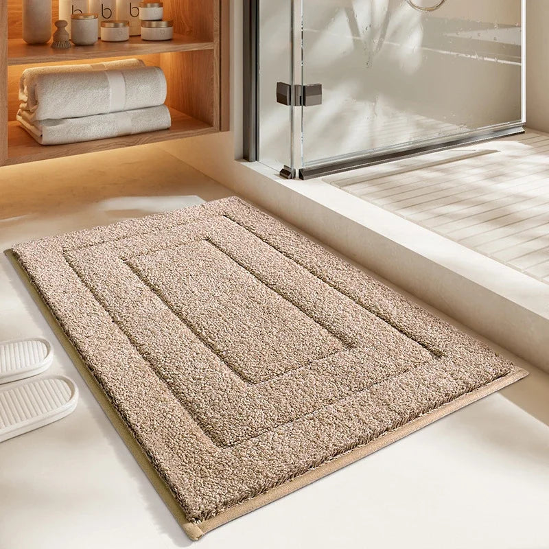 DecorBites™ Geometric Flocked Bath Mat Thicken Super Absorbent Anti-slip Bathroom Rug.