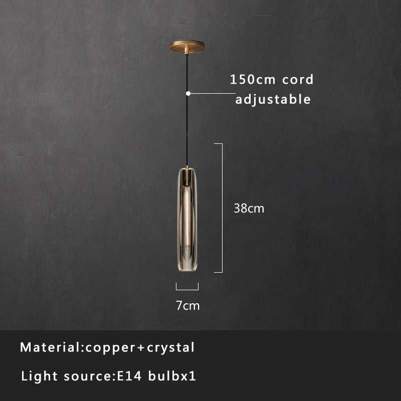 DecorBites™ Crystal Copper Pendant Lights Gold Home Decor Glass Hanging Lamp