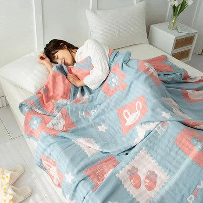 DecorBites™ Cotton Gauze Boho Throw Blanket - Cozy Bedspread & Sofa Cover