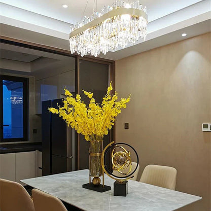 DecorBites™ Crystal Circle Ceiling Chandelier with LED Lighting for Designer Dining Room