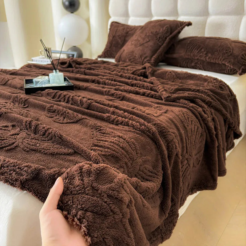 DecorBites™ Luxe Chiffon Butterfly Jacquard Throw: Soft & Cozy Blanket for Couch or Bed