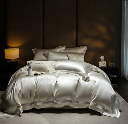 DecorBites™ French Hollow Luxury Bedding Set with Lyocell Cotton Duvet Cover, Sheet & Pillowcases