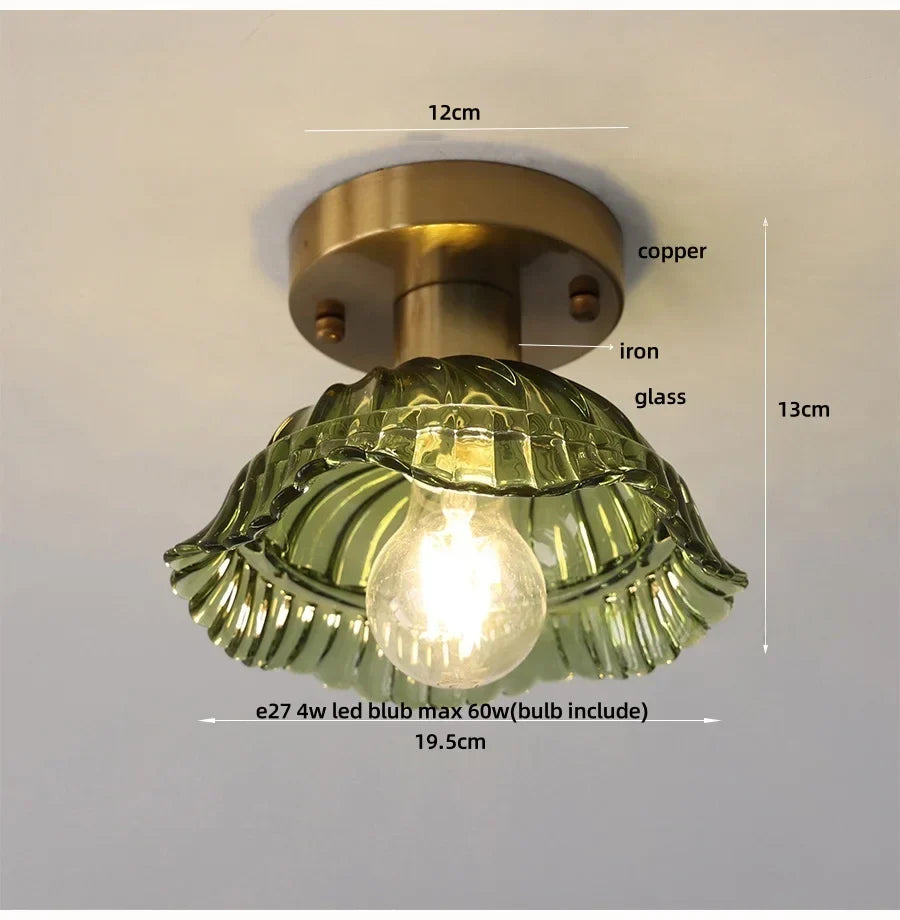 DecorBites™ Glass Flush Mounted Ceiling Light Fixture - Modern Nordic Green Glass LED Ceiling Lamp