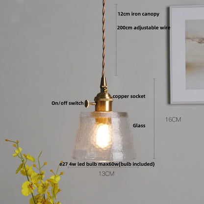 DecorBites™ Cullet Glass LED Pendant Lamp with Walnut Copper Design for Living and Dining Room