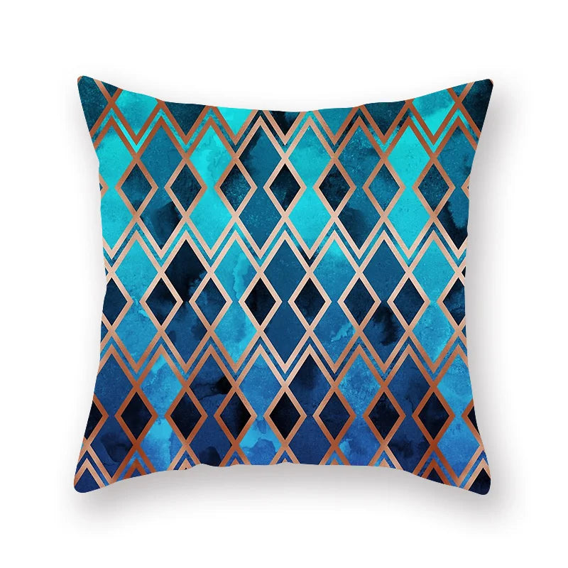 DecorBites™ Geometric Leaf Flower Pillowcase Teal Blue Sofa Car Home Decor Throw Cover