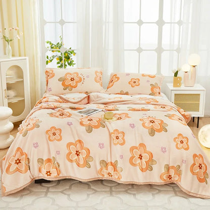 DecorBites™ Cozy Flannel Plush Blanket - All Seasons Sofa Cover & Bed Sheet for Queen Double