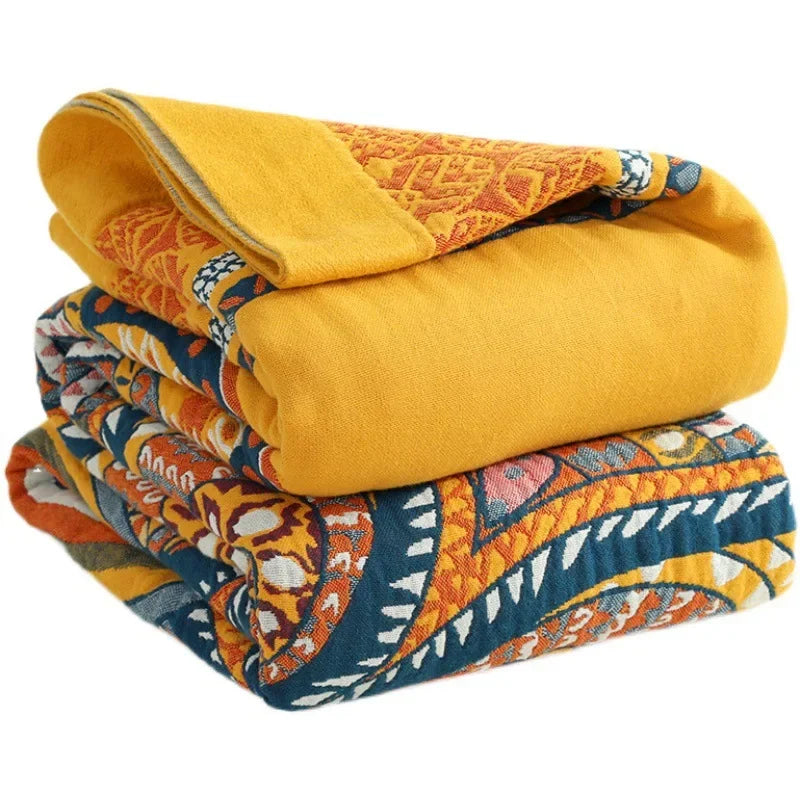 DecorBites™ Cotton Mandala Leisure Blanket - Soft Double Nap Bedspread & Sofa Towel