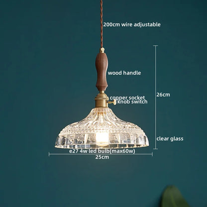 DecorBites™ Clear Glass Pendant Lamp Japanese Style LED Hanging Lights
