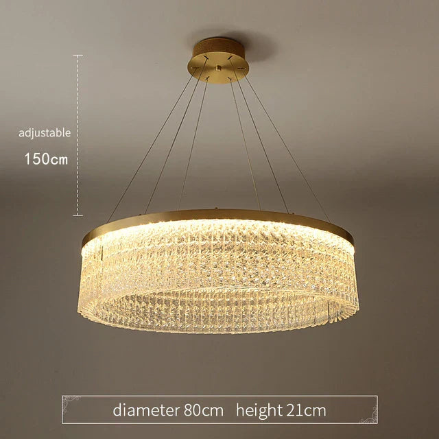 DecorBites™ Crystal Glass Gold Pendant Chandelier for Elegant Kitchen Dining Lighting