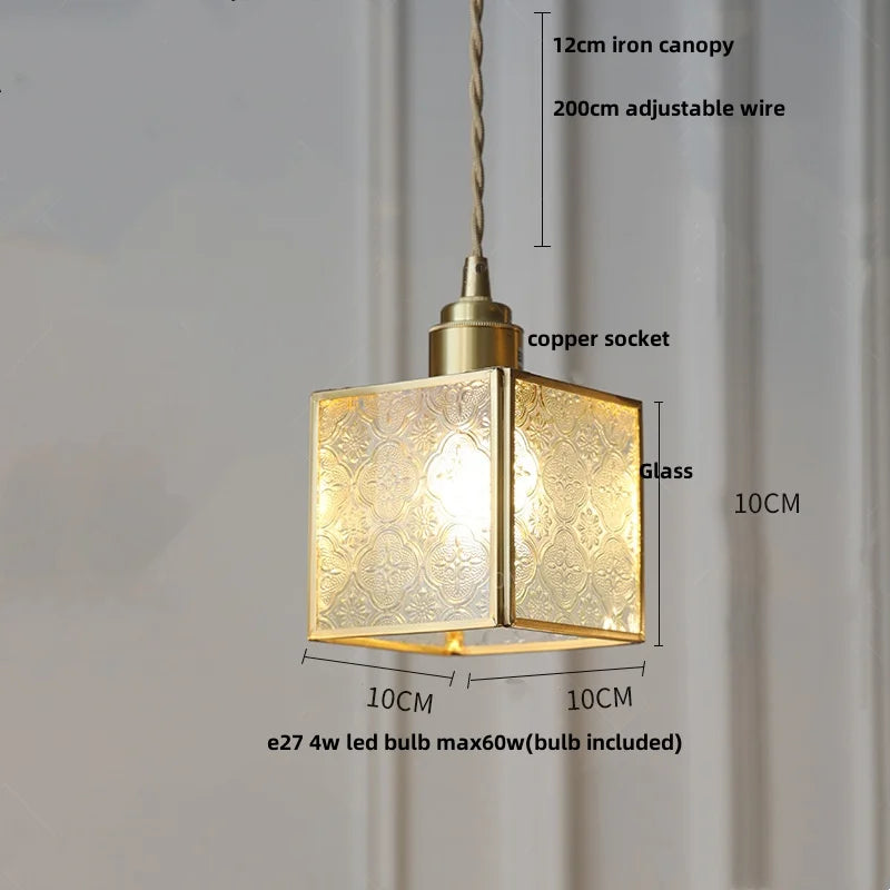 DecorBites™ Glass Brass Pendant Lamp, Adjustable Loft LED Light for Kitchen Bar Balcony