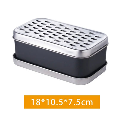 DecorBites™ Double-Sided Cheese Grater & Shredder with Container Lid - Stainless Steel Kitchen Tool