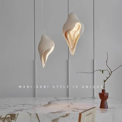 DecorBites™ Gypsum Conch Pendant Lamp, Wabi Sabi Style for Living Room, Bedroom, and Staircase