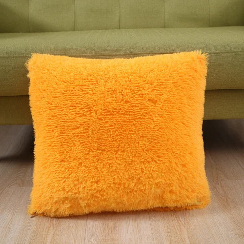 DecorBites™ Cozy Plush Fur Cushion Cover 43x43cm White Grey Sofa Decor Pillowcase