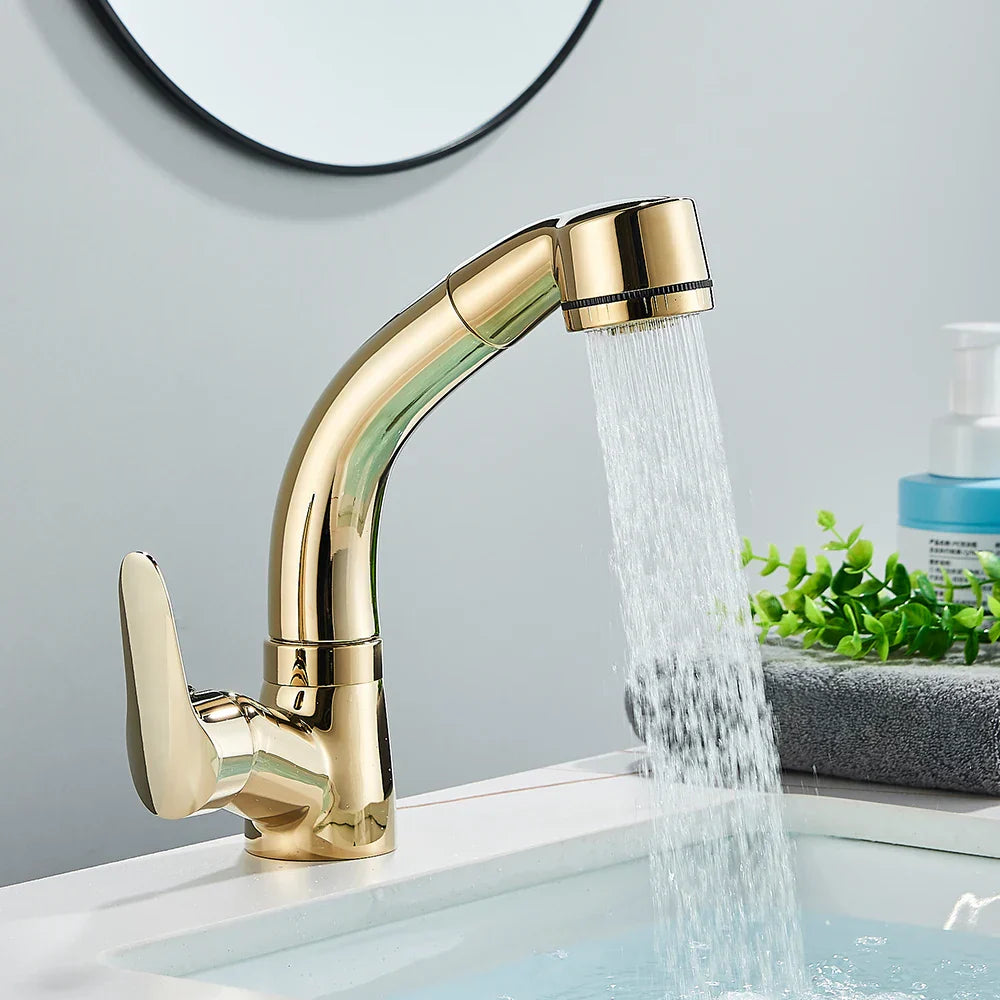 DecorBites™ Lift-Up Bathroom Sink Faucet Chrome Finish 360-degree Rotation Water Mixer