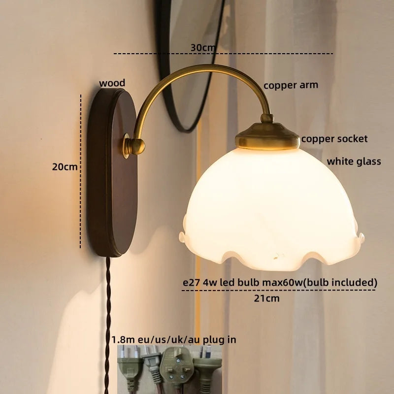 DecorBites™ Iron Glass LED Wall Lights Modern Bedside Lamp 4w Bulb for Bathroom Bedroom Living Room