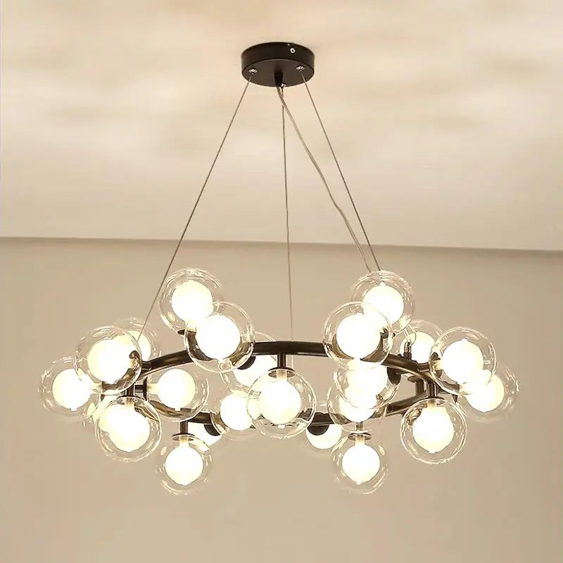 Gold Glass Pendant Light 16-Light Clear Shade
