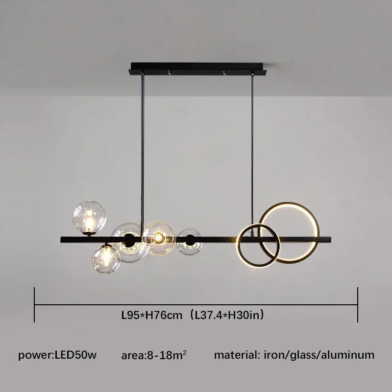 DecorBites™ Glass Ball Pendant Chandelier: Scandinavian LED Light for Kitchen Dining Table