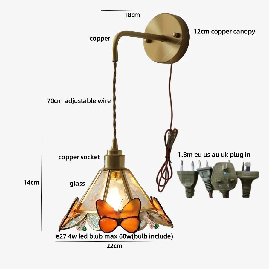 Glass Butterfly Wall Sconce