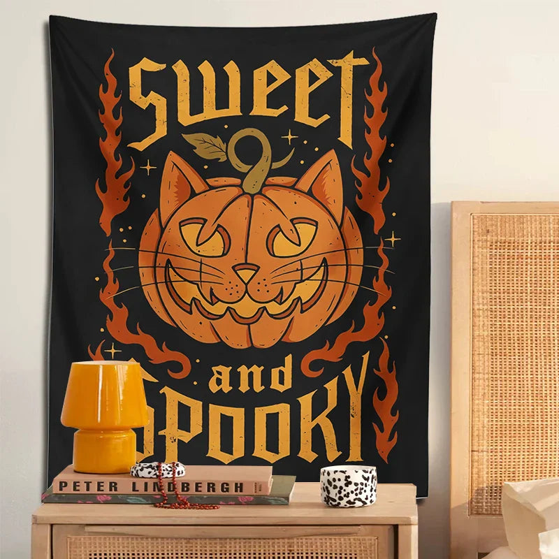 Halloween Cat Wall Tapestry