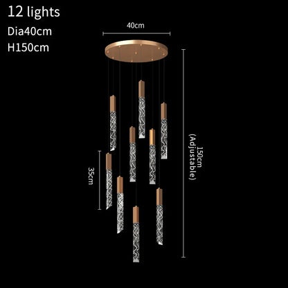 DecorBites™ Crystal LED Chandelier: Modern Luxury Staircase & Living Room Hanging Lamp