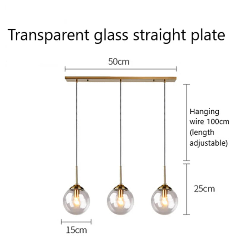 DecorBites™ Glass Pendant Lights: Nordic LED Hanging Lamp for Kitchen, Dining Room, Bedroom.