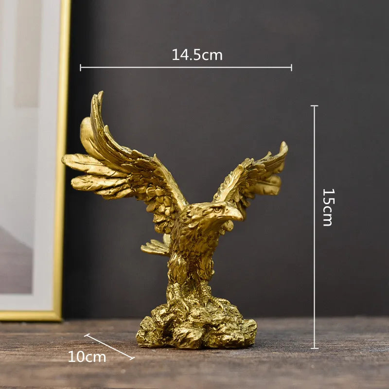 Gold Eagle Resin Sculpture Figurine Decor