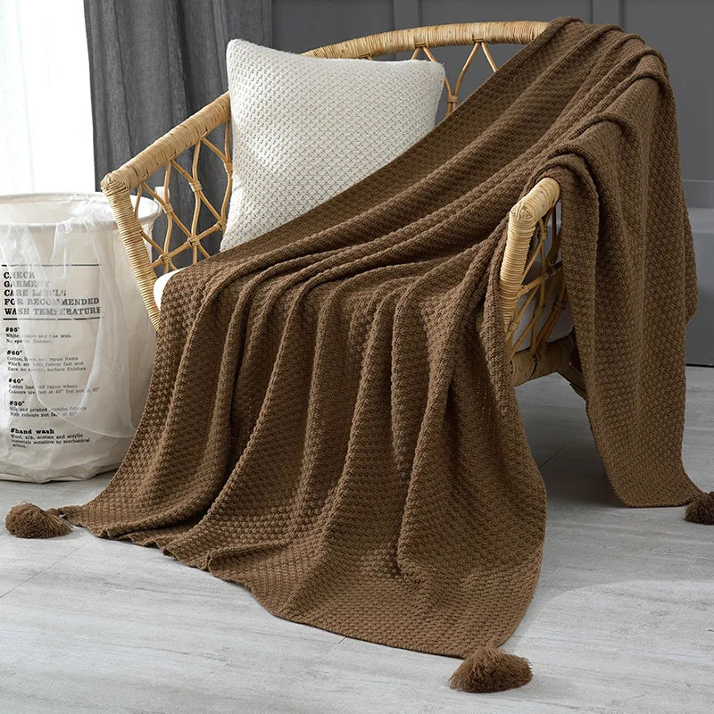 Fringe Knit Sofa Throw