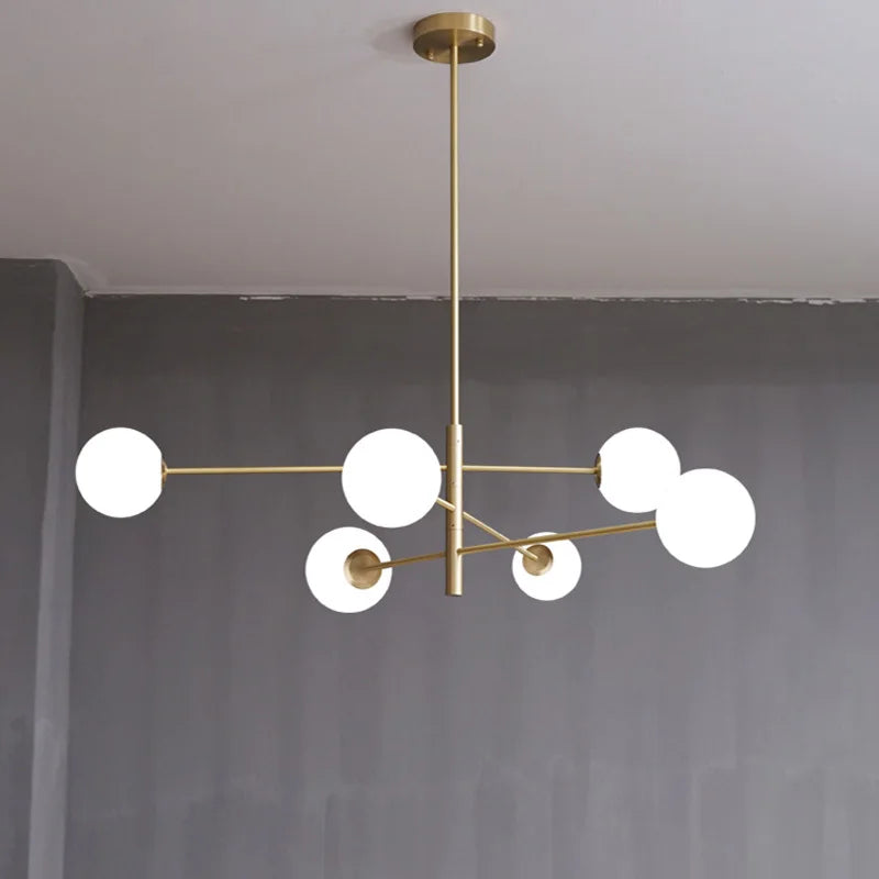 DecorBites™ Glass Brass Chandelier: Nordic Modern Pendant Lights for Home, Living Room, Bedroom, Restaurant, Cafe